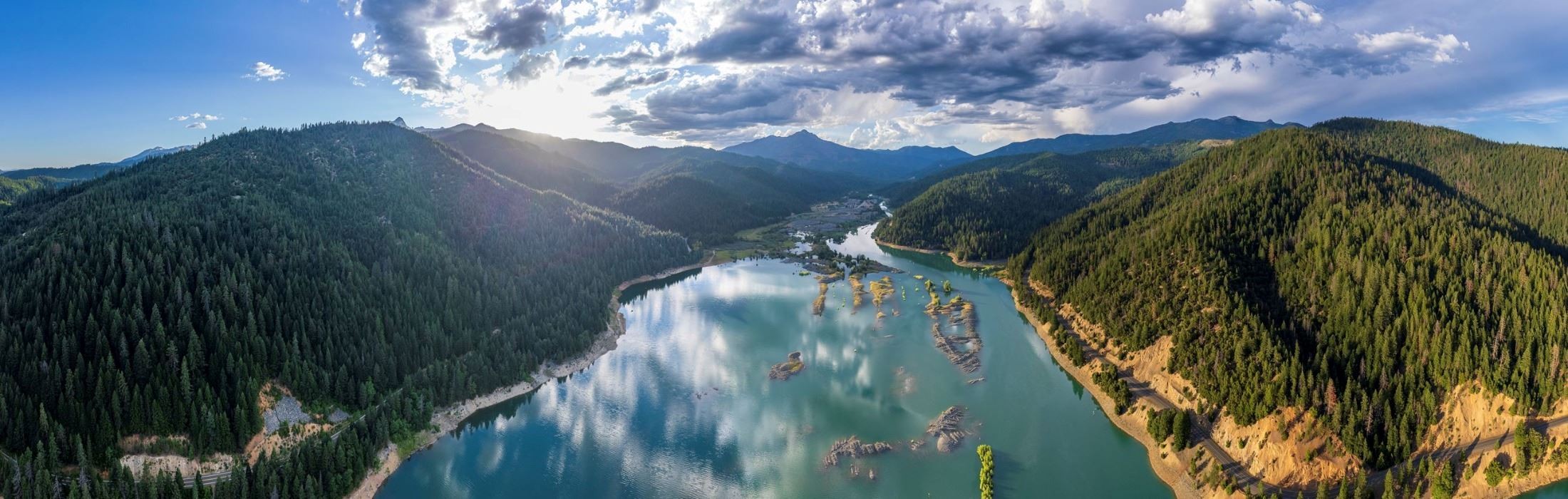 Aerial shot of Trinity Lake
